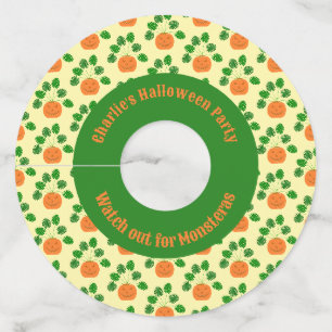 Halloween Monstera Plant in Pumpkin Custom Wine Glass Tag