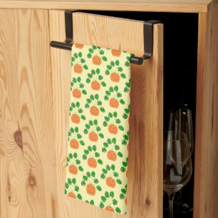 Halloween Monstera Plant in Pumpkin Patterned Kitchen Towel