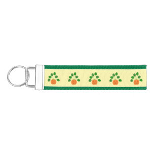 Halloween Monstera Plant in Pumpkin Patterned Wrist Keychain