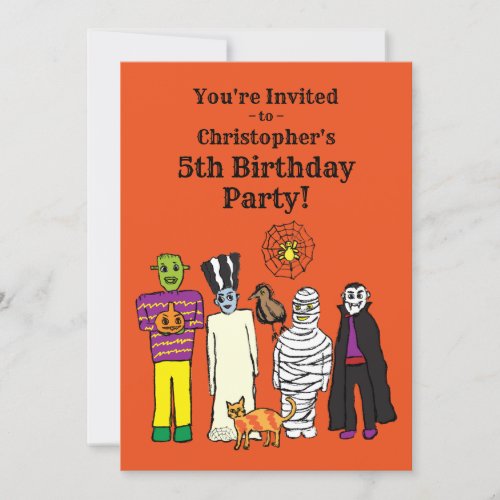Halloween Monsters Birthday Party Invitation
