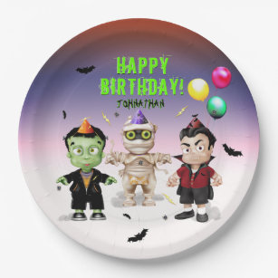 Halloween Monsters Birthday Party Paper Plates