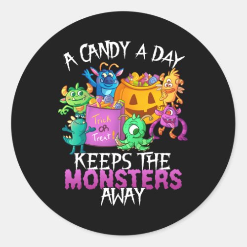 Halloween Monsters Candy Cute A Candy A Day Kids Classic Round Sticker