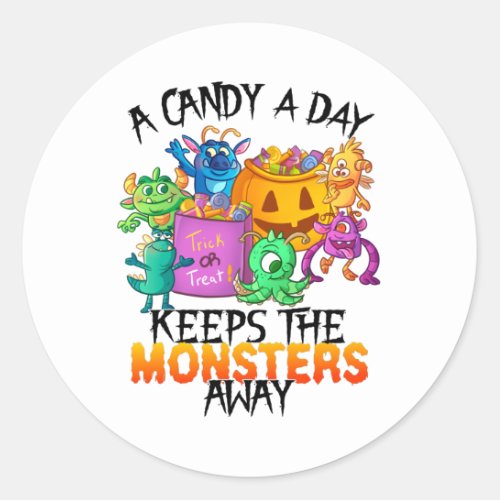 Halloween Monsters Candy Cute A Candy A Day Kids Classic Round Sticker