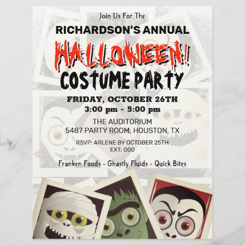 Halloween Monsters Costume Party Invite Flyer
