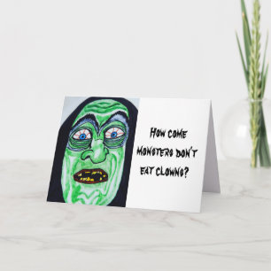 HALLOWEEN MONSTERS DON'T EAT CLOWNS card