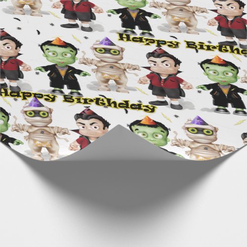 Halloween Monsters Kids Birthday Wrapping Paper