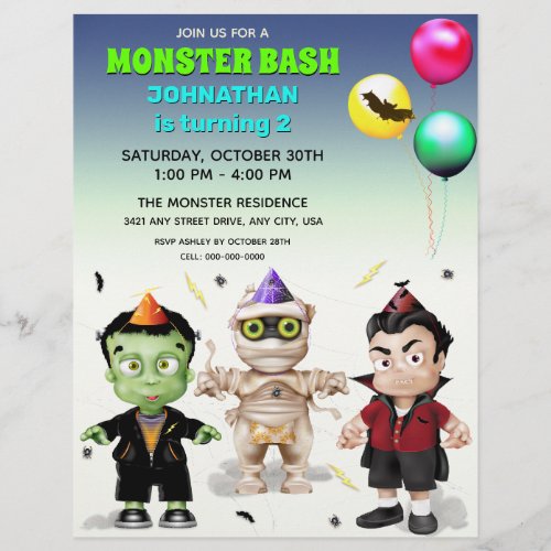 Halloween Monsters Kids Costume Party Flyer