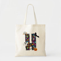 Halloween monsters letter H tote bag