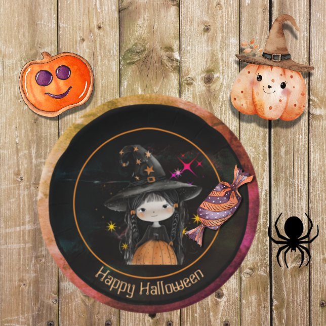  Halloween Monsters Little Witch Paper Plates (Halloween Monsters Little Witch Paper Plates)