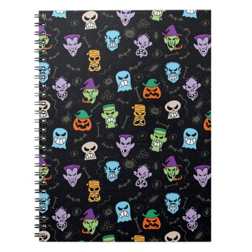 Halloween monsters making scary funny faces notebook
