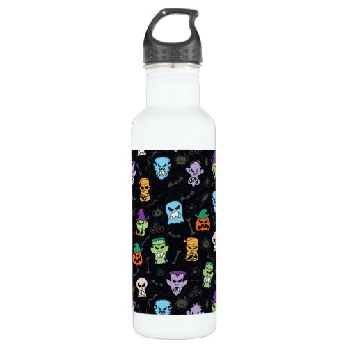 Halloween monsters making scary funny faces stainless steel water bottle