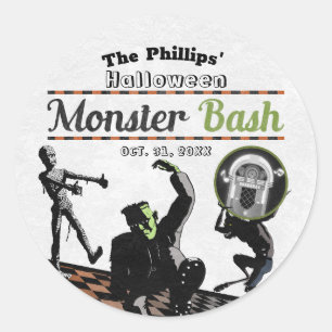 Halloween Monsters Monster Bash Costume Party Classic Round Sticker