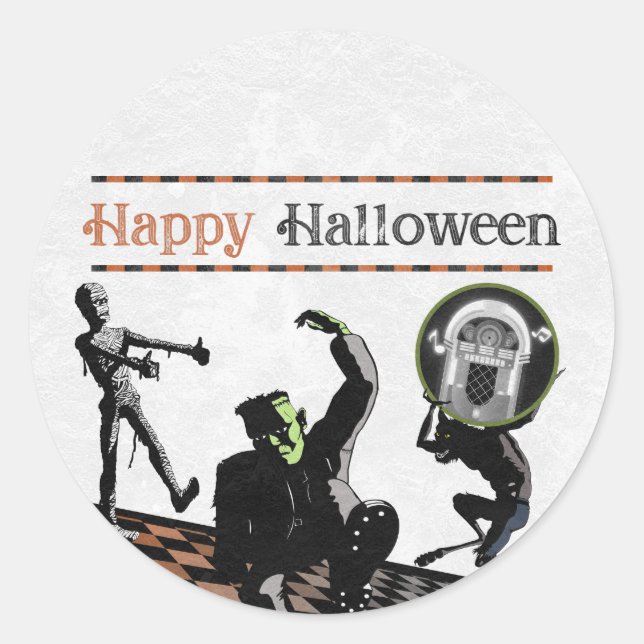 Halloween Monsters Monster Bash Costume Party Classic Round Sticker (Front)