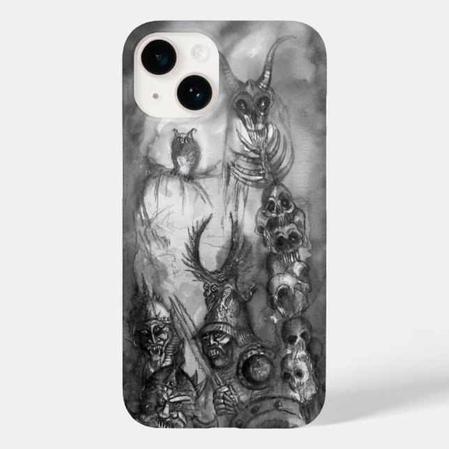 HALLOWEEN MONSTERS / ORK WAR Black White Fantasy Case-Mate iPhone Case (Back)