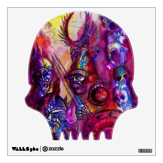 HALLOWEEN MONSTERS / ORK WAR Fantasy Skull  Wall Sticker (Front)