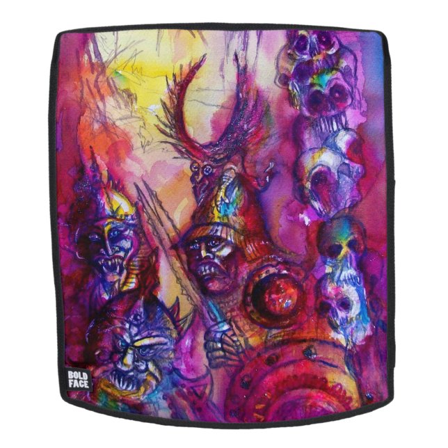 HALLOWEEN MONSTERS / ORK WAR Purple Fantasy Backpack (Removable Face)