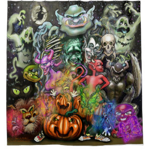 Halloween Monsters Shower Curtain