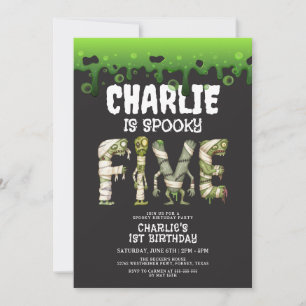 Halloween Monsters Spooktacular 5th Birthday Invitation