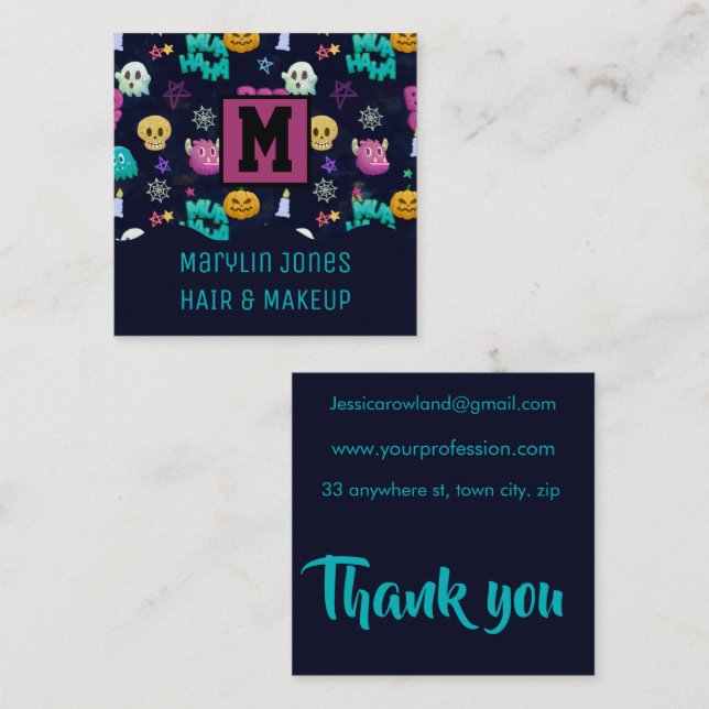 HALLOWEEN MONSTERS SQUARE BUSINESS CARD (Front/Back)