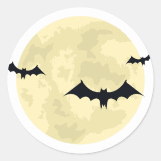 Halloween moon and bats classic round sticker