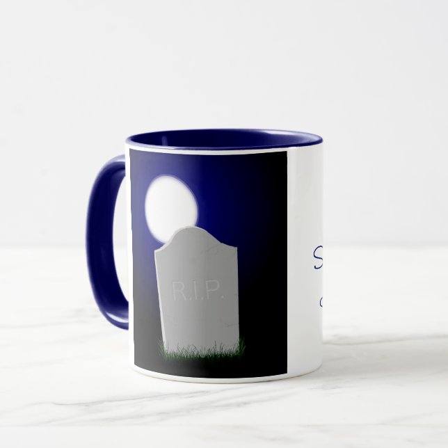 *** Halloween Moon and Tombstone Spooky Mug (Front Left)