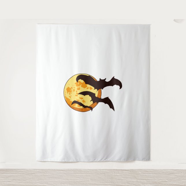 Halloween Moon & Bats Tapestry (Front)