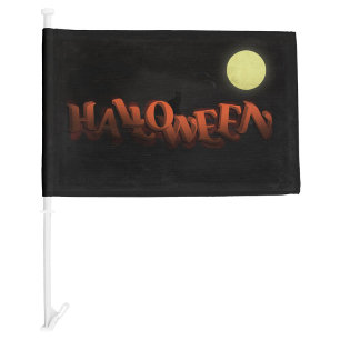 Halloween Moon Cat Flag
