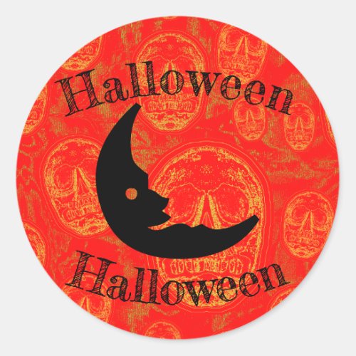 Halloween _Moon Classic Round Sticker