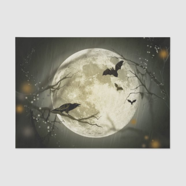 Halloween Moon Crows Night Decoupage Tissue Paper (Front)