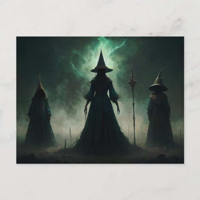 Halloween Moon Gothic Witches Postcard (Front)