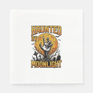 Halloween Moon Graveyard Vintage Engraving Shirt_1 Napkins