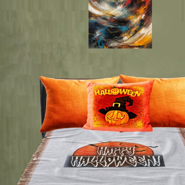Halloween Moon-PG Throw Blanket (This Halloween Moon Throw Blanket is attractive, and blends in well with your Halloween decor!)