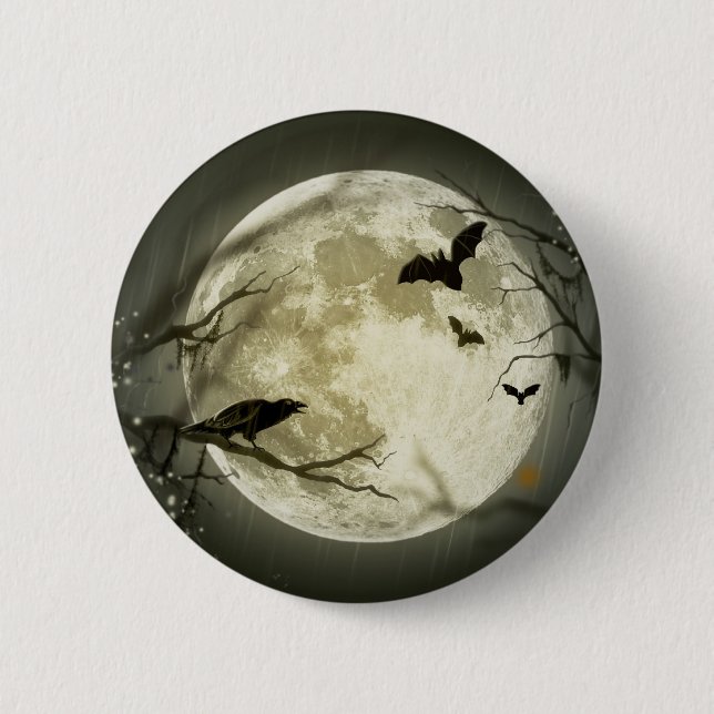 Halloween Moon Pinback Button (Front)