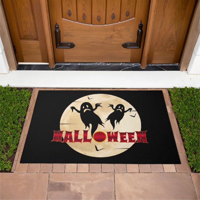 Halloween Moon Silhouette Ghosts Bats Doormat (Outdoor)