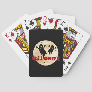 Halloween Moon Silhouette Ghosts Bats Poker Cards