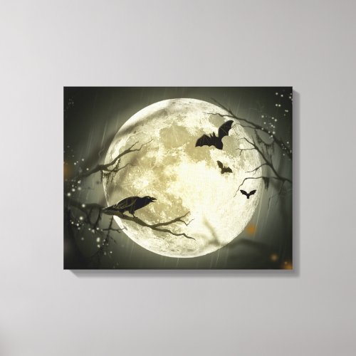 Halloween Moon Spooky Crows Canvas Print