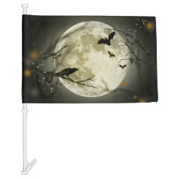 Halloween Moon Spooky Crows Car Flag