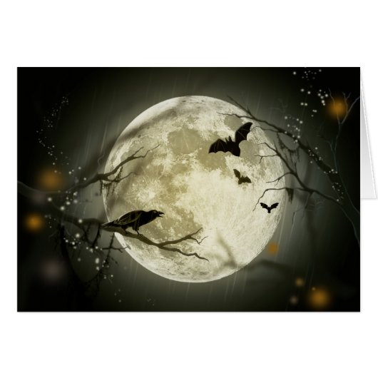 Halloween Moon Spooky Crows Cards (Front Horizontal)