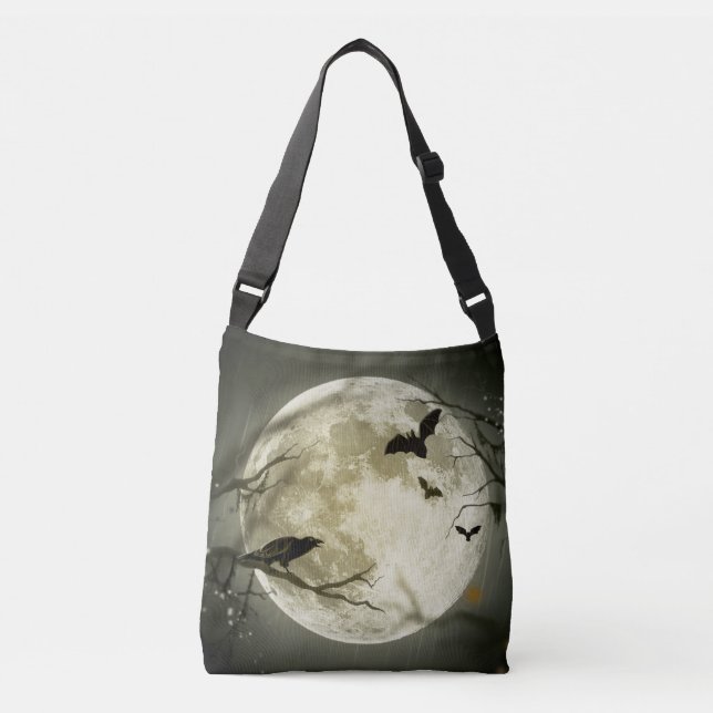 Halloween Moon Spooky Crows Crossbody Bag (Front)