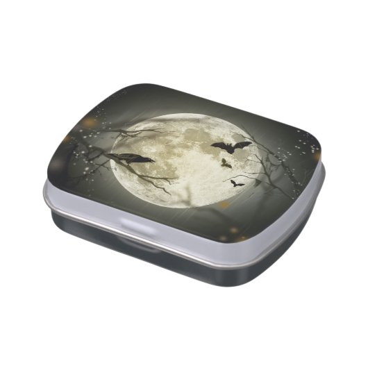 Halloween Moon Spooky Crows Jelly Belly Candy Tin (Side)