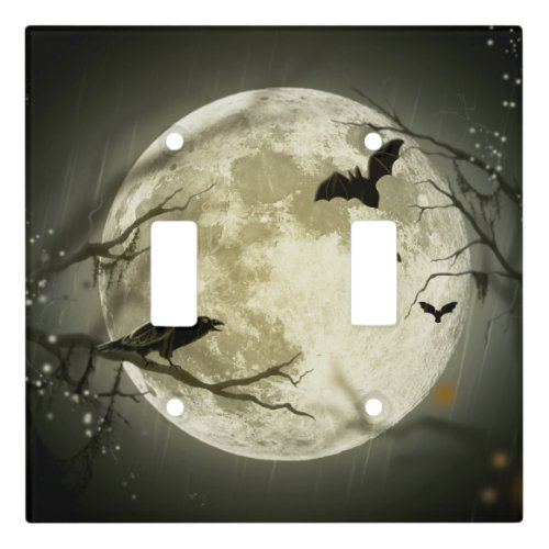 Halloween Moon Spooky Crows Light Switch Cover
