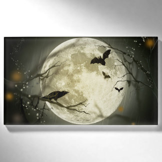 Halloween Moon Spooky Crows Name Tag