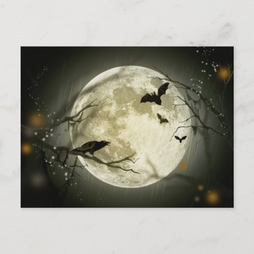 Halloween Moon Spooky Crows Postcard