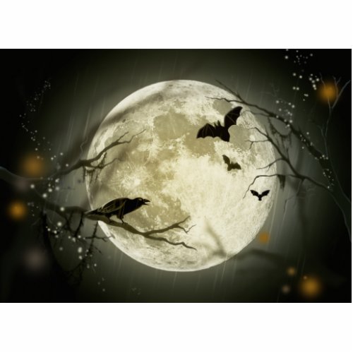 Halloween Moon Spooky Crows Statuette