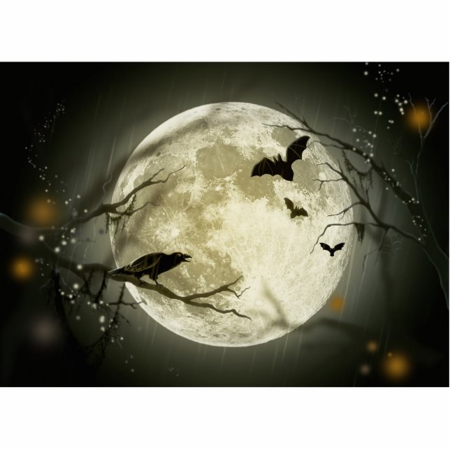Halloween Moon Spooky Crows Statuette (Front)