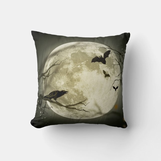 Halloween Moon Throw Pillow (Front)