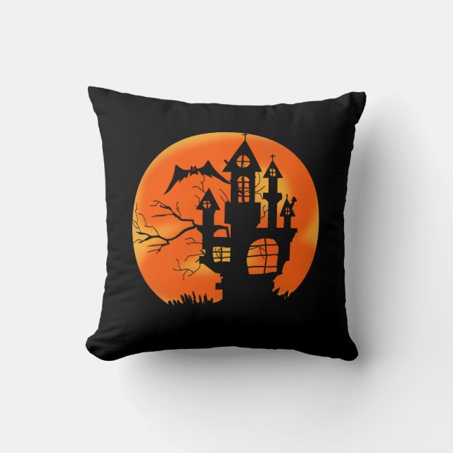 Halloween Moon Throw Pillow (Front)