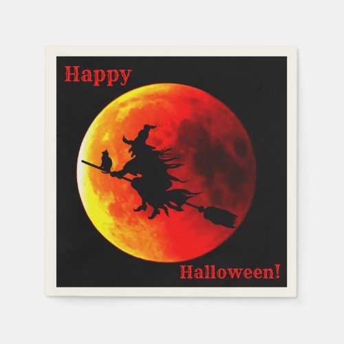 Halloween moon witch napkins