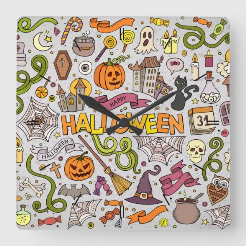 Halloween Moonlight Haunted House Square Wall Cloc Square Wall Clock