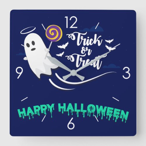 Halloween Moonlight Haunted House Square Wall Cloc Square Wall Clock